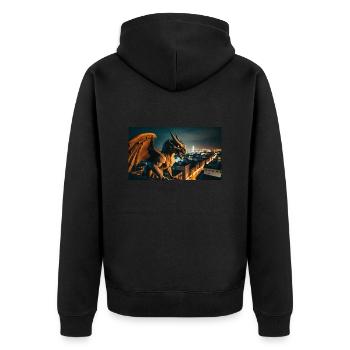 Gargoyle mit einem bösen Lächeln Monster dunkler Horror - Unisex Premium Bio Zip Hoodie - Schwarz - Hinten - Nico (187cm)