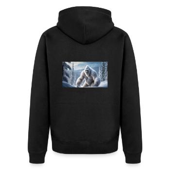 Sasquatch Bigfoot in the mountains snow monster - Unisex Premium Organic Zip Hoodie - black - Back - Nico (187cm)