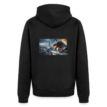 Gargoyle mit einem bösen Lächeln Monster dunkler Horror - Unisex Premium Bio Zip Hoodie - Schwarz - Hinten - Nico (187cm)