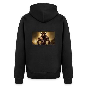 böser Minotaurus Monster dunkler Horror gruselig Halloween - Unisex Premium Bio Zip Hoodie - Schwarz - Hinten - Nico (187cm)