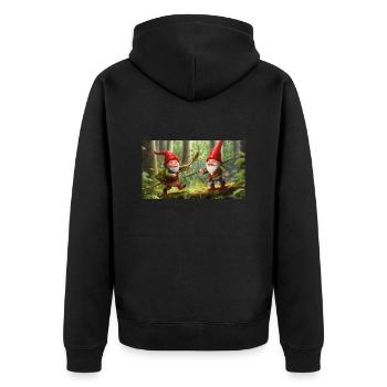 Gnomes chassant sauterelle - Veste à capuche bio Premium Unisexe - noir - Dos - Nico (187cm)