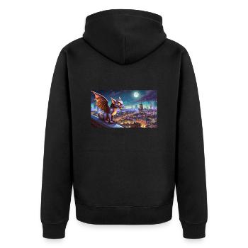 Gargoyle - junge, niedliche kleine Monster - Unisex Premium Bio Zip Hoodie - Schwarz - Hinten - Nico (187cm)