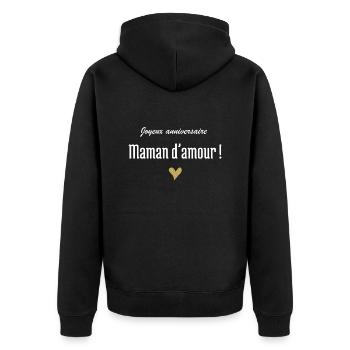 Alles Gute zum Geburtstag Liebe Mama - Unisex Premium Bio Zip Hoodie - Schwarz - Hinten - Nico (187cm)