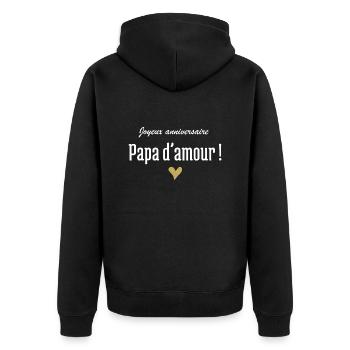 Joyeux anniversaire papa d’amour - Veste à capuche bio Premium Unisexe - noir - Dos - Nico (187cm)