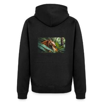 A realistic majestical orange dragon is hunting - Unisex Premium Organic Zip Hoodie - black - Back - Nico (187cm)