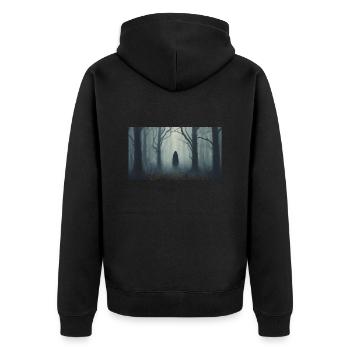 Hexe von Blair in Nordamerika Monster dunkel - Unisex Premium Bio Zip Hoodie - Schwarz - Hinten - Nico (187cm)