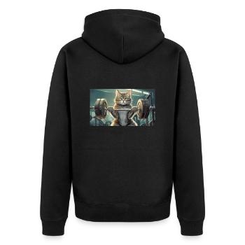 Pun ambiguous german expression - Muskelkater - Unisex Premium Organic Zip Hoodie - black - Back - Nico (187cm)