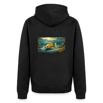 Pun ambiguous expression - Goldfisch (goldfish) - Unisex Premium Organic Zip Hoodie - black - Back - Nico (187cm)