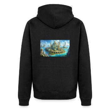 beautiful mythical places – Atlantis before doom - Unisex Premium Organic Zip Hoodie - black - Back - Nico (187cm)