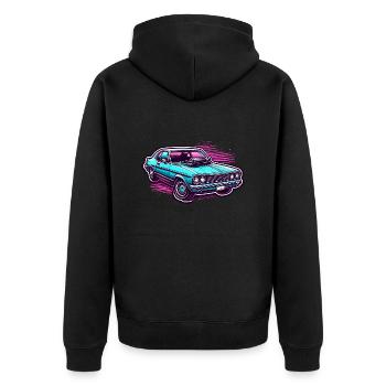 Auto / Fahrzeug / PKW / Mobil / Old Timer / fahren - Unisex Premium Bio Zip Hoodie - Schwarz - Hinten - Nico (187cm)