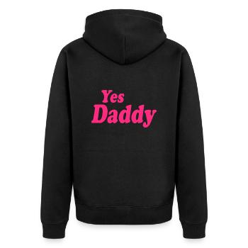 Yes daddy - Unisex Premium Bio Zip Hoodie - Schwarz - Hinten - Nico (187cm)