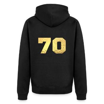 70 paillettes doré - 70e anniversaire - Veste à capuche bio Premium Unisexe - noir - Dos - Nico (187cm)