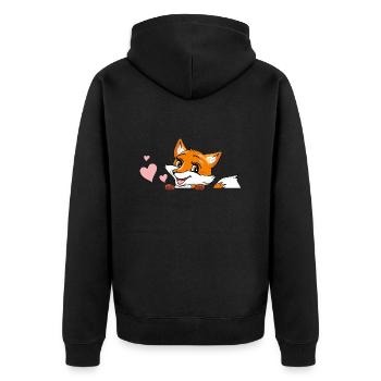 Peeking cute baby fox with hearts - Unisex Premium Organic Zip Hoodie - black - Back - Nico (187cm)