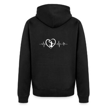 Basketball-Herzschlag - Unisex Premium Bio Zip Hoodie - Schwarz - Hinten - Nico (187cm)