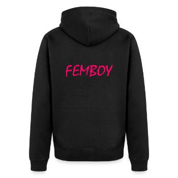 Femboy - Unisex Premium Bio Zip Hoodie - Schwarz - Hinten - Nico (187cm)