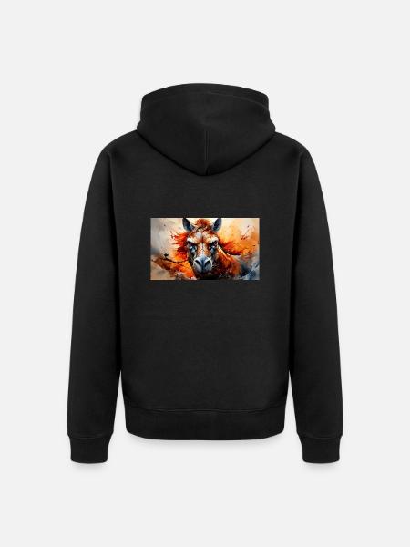 Animaux mignons - cheval - Veste à capuche bio Premium Unisexe - noir