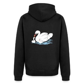 White swan mom and her two babies - Unisex Premium Organic Zip Hoodie - black - Back - Nico (187cm)