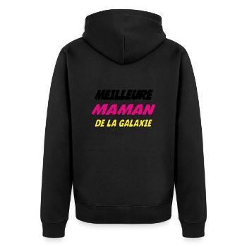 DIE BESTE MUTTER DER GALAXIE - Unisex Premium Bio Zip Hoodie - Schwarz - Hinten - Nico (187cm)
