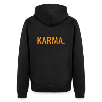 Karma Yoga - Unisex Premium Bio Zip Hoodie - Schwarz - Hinten - Nico (187cm)