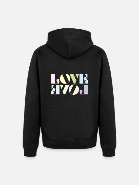 LOVE - Unisex Premium Bio Zip Hoodie - Schwarz
