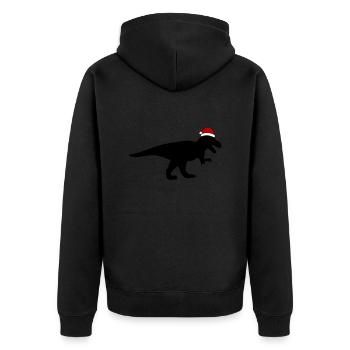 T-Rex Weihnachtsmann - Unisex Premium Bio Zip Hoodie - Schwarz - Hinten - Nico (187cm)