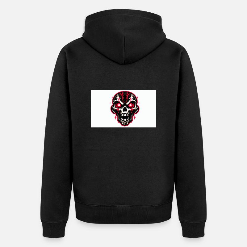 Animierter Schädel - Unisex Premium Bio Zip Hoodie - Schwarz