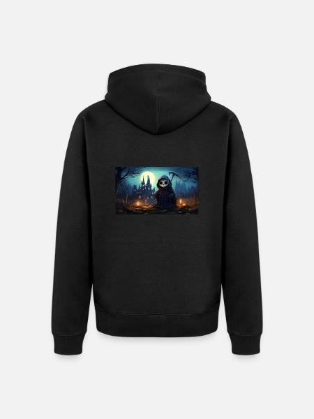 Little cute Grim Reaper - Unisex Premium Organic Zip Hoodie - black