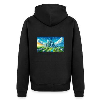 Ville futuriste - Veste à capuche bio Premium Unisexe - noir - Dos - Nico (187cm)