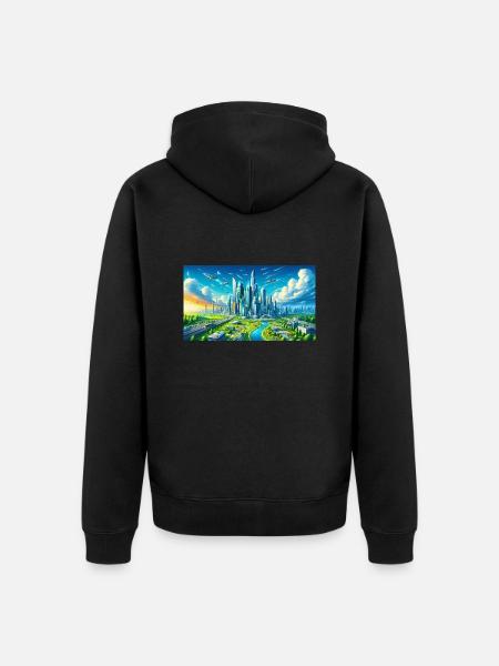 Futuristic city - Unisex Premium Organic Zip Hoodie - black