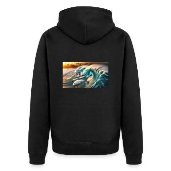 Pipelining von Surfern - Unisex Premium Bio Zip Hoodie - Schwarz - Hinten - Nico (187cm)
