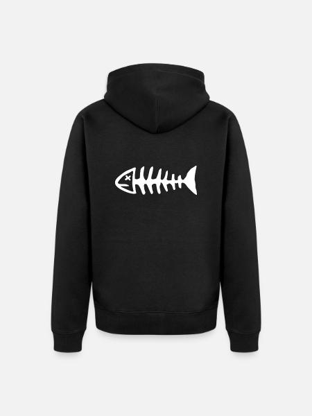 Fischskelett 2 - Unisex Premium Bio Zip Hoodie - Schwarz