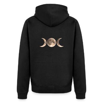 Wicca Moon - triple moon - Goddess symbol - Unisex Premium Organic Zip Hoodie - black - Back - Nico (187cm)