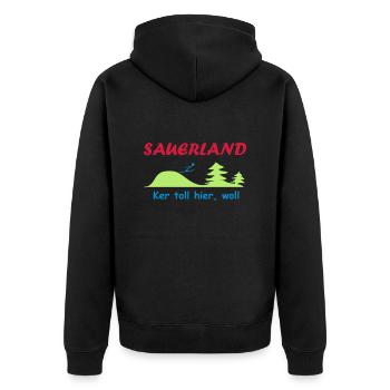 Sauerland - Unisex Premium Bio Zip Hoodie - Schwarz - Hinten - Nico (187cm)