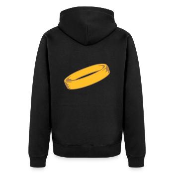 hochzeit cool rund kreis heiraten ring schmuck jun - Unisex Premium Bio Zip Hoodie - Schwarz - Hinten - Nico (187cm)