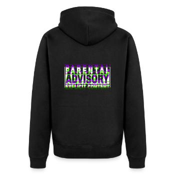 Textgestaltung für elterliche Beratung - Unisex Premium Bio Zip Hoodie - Schwarz - Hinten - Nico (187cm)