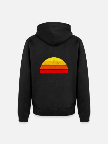Retro rainbow sunset semicircle - Unisex Premium Organic Zip Hoodie - black