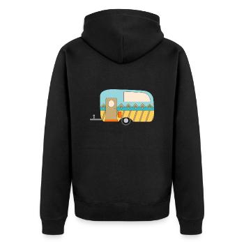 Wohnwagen Camping Lustiges - Unisex Premium Bio Zip Hoodie - Schwarz - Hinten - Nico (187cm)