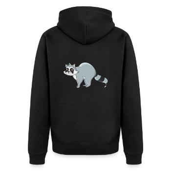 Raccoon - Unisex Premium Organic Zip Hoodie - black - Back - Nico (187cm)