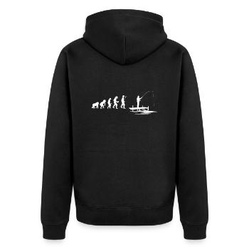 Entwicklung der Fischerei - Unisex Premium Bio Zip Hoodie - Schwarz - Hinten - Nico (187cm)
