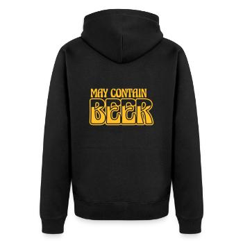 May Contain Beer Logo - Unisex Premium Bio Zip Hoodie - Schwarz - Hinten - Nico (187cm)