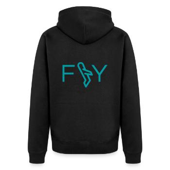 Fliegen - Unisex Premium Bio Zip Hoodie - Schwarz - Hinten - Nico (187cm)