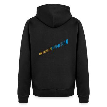 Date Mistakes Quote Logo - Unisex Premium Organic Zip Hoodie - black - Back - Nico (187cm)