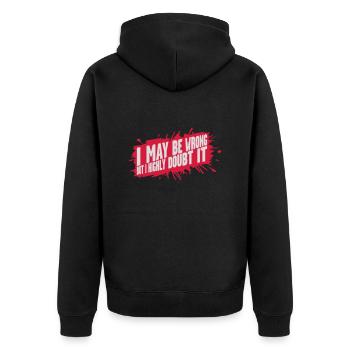 I may be wrong - Unisex Premium Organic Zip Hoodie - black - Back - Nico (187cm)