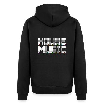 House Music LGBTQ+ Editio - Unisex Premium Bio Zip Hoodie - Schwarz - Hinten - Nico (187cm)