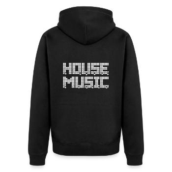 House Music Pixel Retro - Unisex Premium Bio Zip Hoodie - Schwarz - Hinten - Nico (187cm)