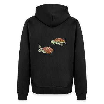 Turtles ahoy! - Unisex Premium Organic Zip Hoodie - black - Back - Nico (187cm)
