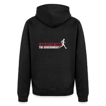 run better than government - Unisex Premium Organic Zip Hoodie - black - Back - Nico (187cm)