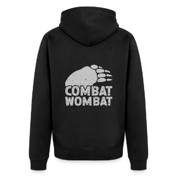 Lustiges Australischer Wombat Spruch - Unisex Premium Bio Zip Hoodie - Schwarz - Hinten - Nico (187cm)