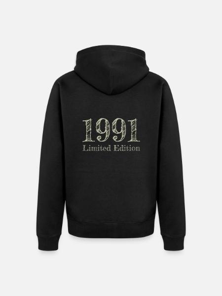 1991 - Unisex Premium Organic Zip Hoodie - black
