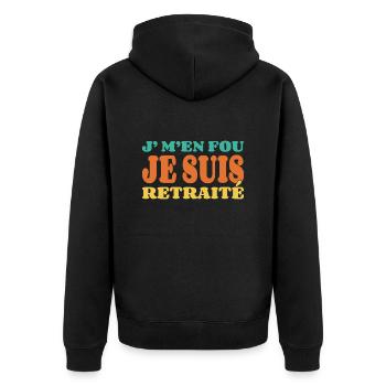 J'M'en Fou Je Suis Retraité - Veste à capuche bio Premium Unisexe - noir - Dos - Nico (187cm)